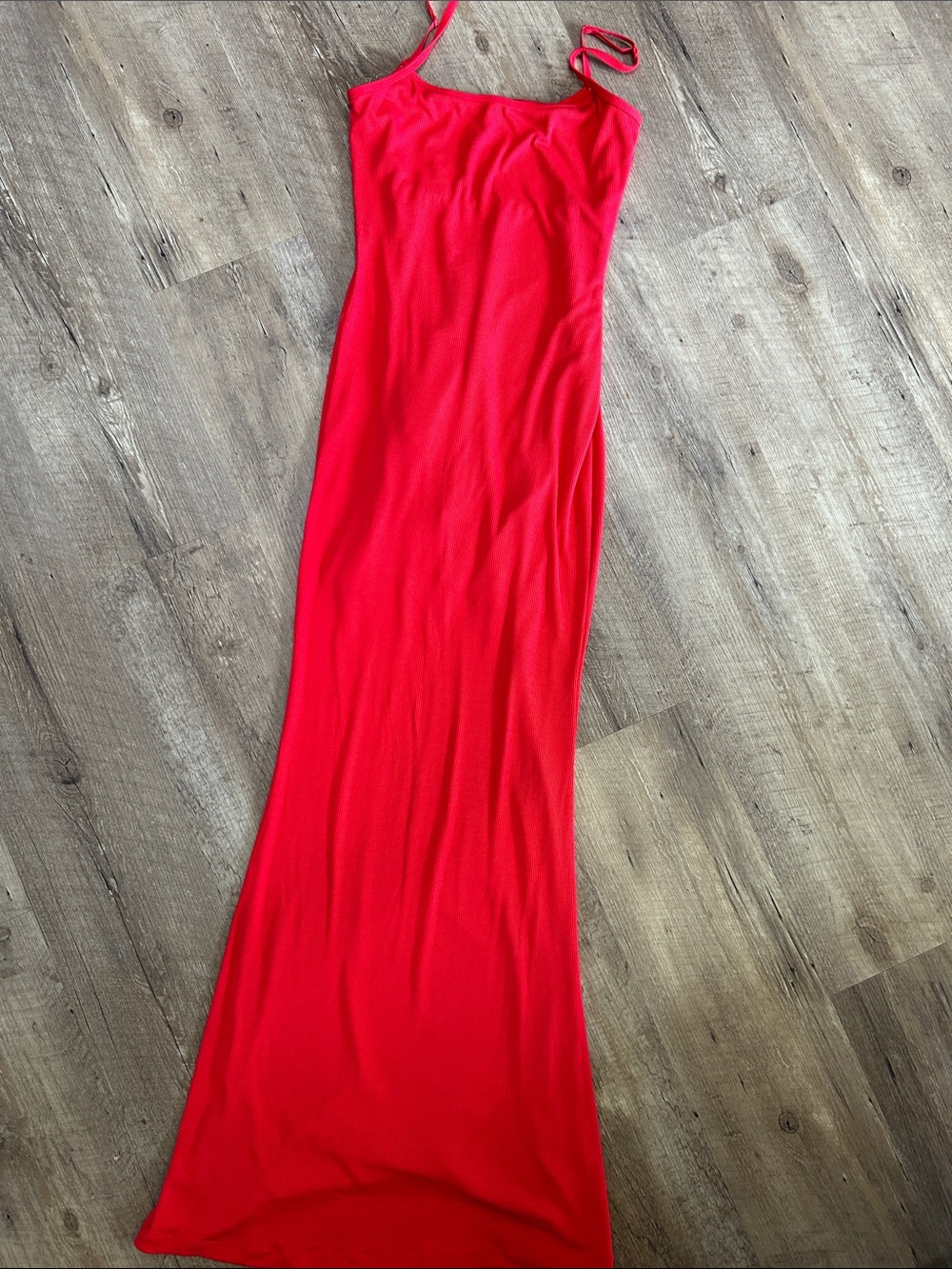 Red Slip Maxi Dress with Spaghetti Straps
